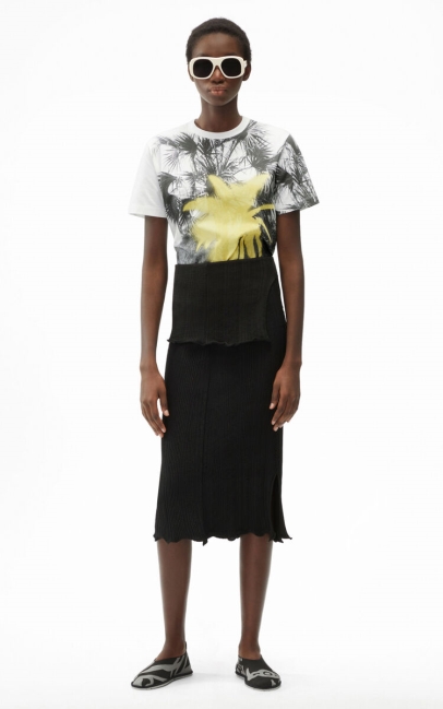 Kenzo Women 'high Summer Capsule' Knit Midi Skirt Black